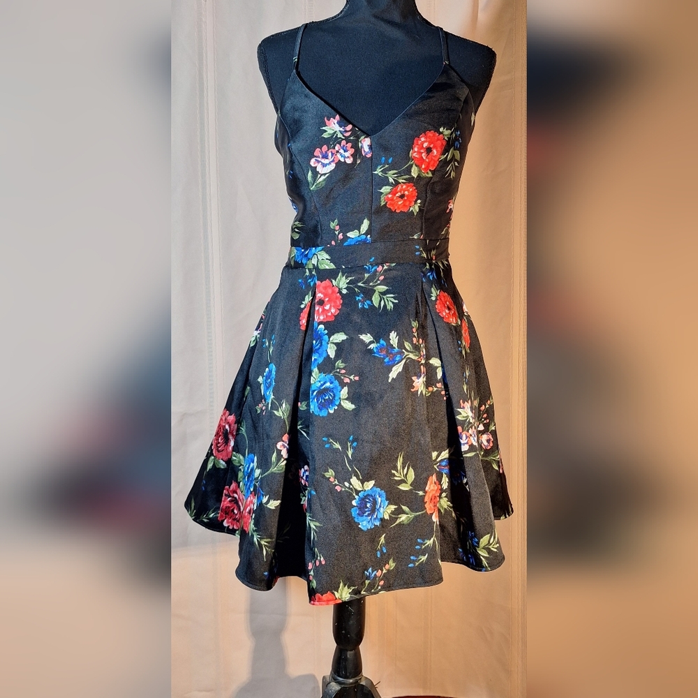 B. SMART Black Dress with Colorful Floral Design